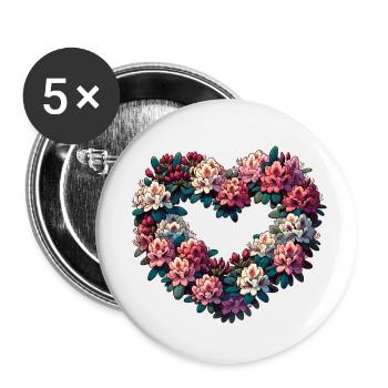 Couronne de rhododendrons - Lot de 5 petits badges (25 mm) - blanc - Devant