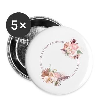 Die Blumenbraut - Junggesellinnenabschied Geschenkidee - Buttons klein 25 mm (5er Pack) - Weiß - Vorne