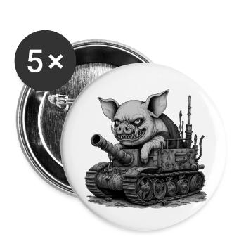 Pig in Tank - Frontschwein - Buttons klein 25 mm (5er Pack) - Weiß - Vorne