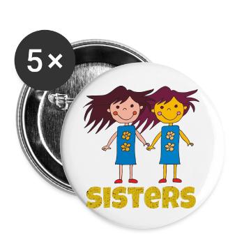sisters funny - Buttons small 1''/25 mm (5-pack) - white - Front