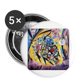 Design abstrait surréaliste, directement de l’artiste - Lot de 5 petits badges (25 mm) - blanc - Devant