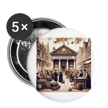 First ever stock exchange - Buttons small 1''/25 mm (5-pack) - white - Front
