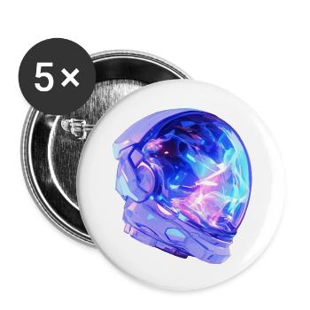 Astronauten-Helm - Buttons klein 25 mm (5er Pack) - Weiß - Vorne