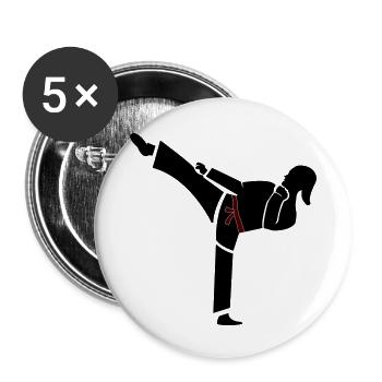 Karate Woman - Buttons small 1''/25 mm (5-pack) - white - Front