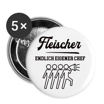 Fleischer Chef Selbstständigkeit Firma Gründen - Buttons klein 25 mm (5er Pack) - Weiß - Vorne