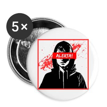 Alerta! Antifa Girl mit Farbspritzern - Buttons klein 25 mm (5er Pack) - Weiß - Vorne