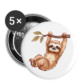 The Funny Sloth Not Lazy - Buttons small 1''/25 mm (5-pack) - white - Front