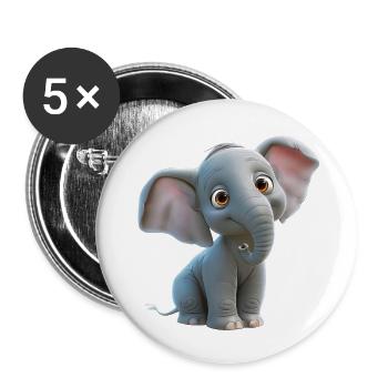 Drôle de petit éléphant - Lot de 5 petits badges (25 mm) - blanc - Devant