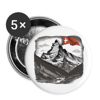 Cervin, Alpes suisses - Lot de 5 petits badges (25 mm) - blanc - Devant