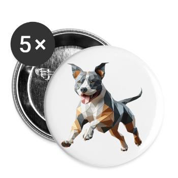Staffy Origami 3D geometrischer Hund - Buttons klein 25 mm (5er Pack) - Weiß - Vorne
