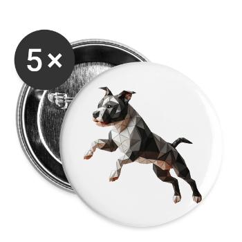 Hund Staffordshire Bullterrier Origami 3d - Buttons klein 25 mm (5er Pack) - Weiß - Vorne