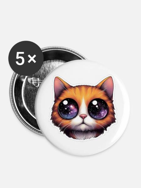 Niedliche Katze - Buttons klein 25 mm (5er Pack) - Weiß