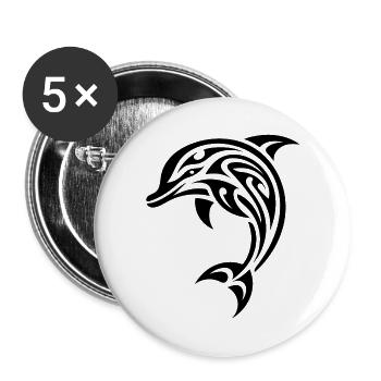 Sauter petit mignon bébé dauphin tatouage - Lot de 5 petits badges (25 mm) - blanc - Devant