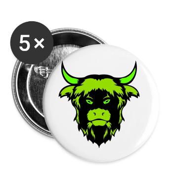 Taureau Buffalo - Lot de 5 petits badges (25 mm) - blanc - Devant