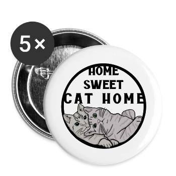Chats maison chat maison - Lot de 5 petits badges (25 mm) - blanc - Devant