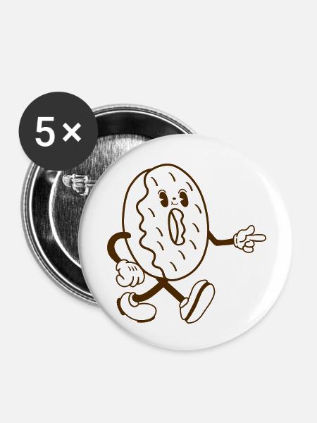 donut comic - Buttons klein 25 mm (5er Pack) - Weiß