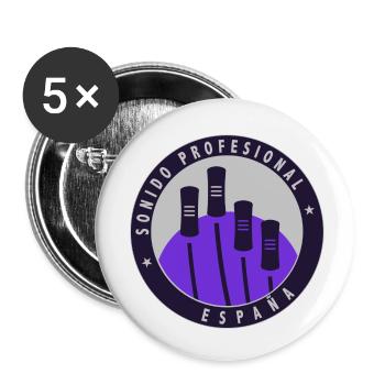 Logo sur fond gris. - Lot de 5 petits badges (25 mm) - blanc - Devant