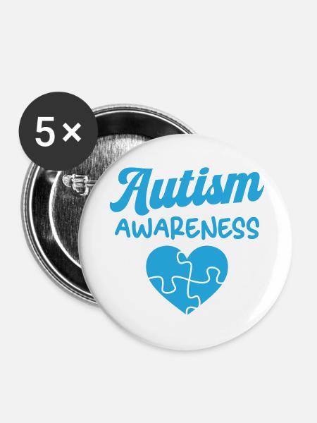 Bewusstsein für Autismus - Buttons klein 25 mm (5er Pack) - Weiß