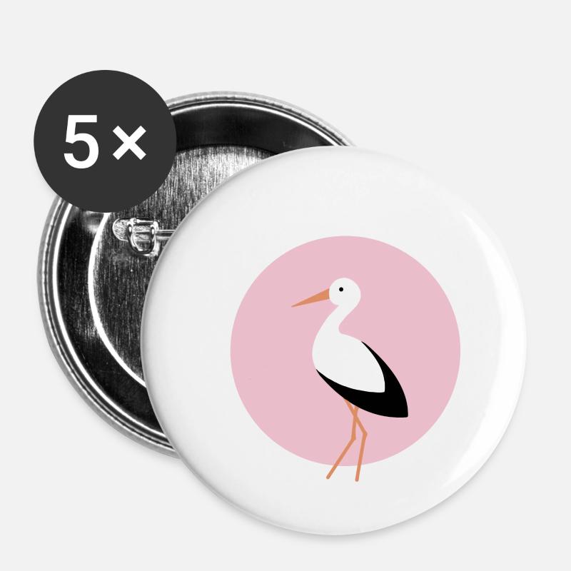 Stork pink - Buttons small 1''/25 mm (5-pack) - white