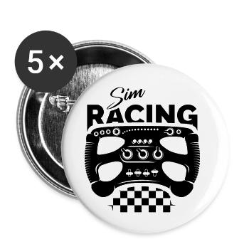 sim racing gamer Formel Lenkrad Zielflagge Symbol - Buttons klein 25 mm (5er Pack) - Weiß - Vorne