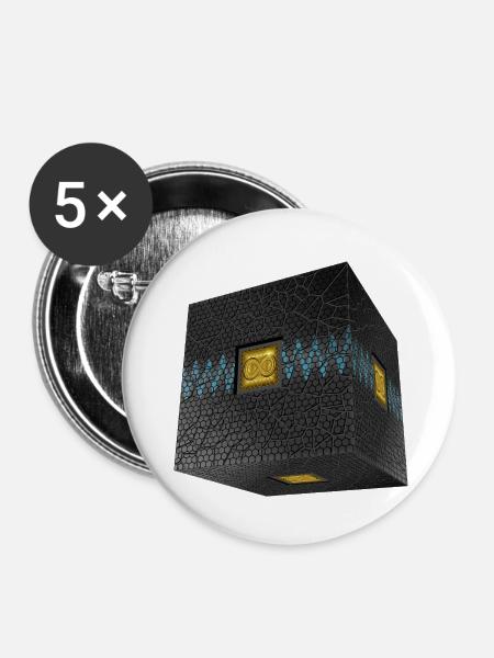 WÜRFEL - Buttons klein 25 mm (5er Pack) - Weiß