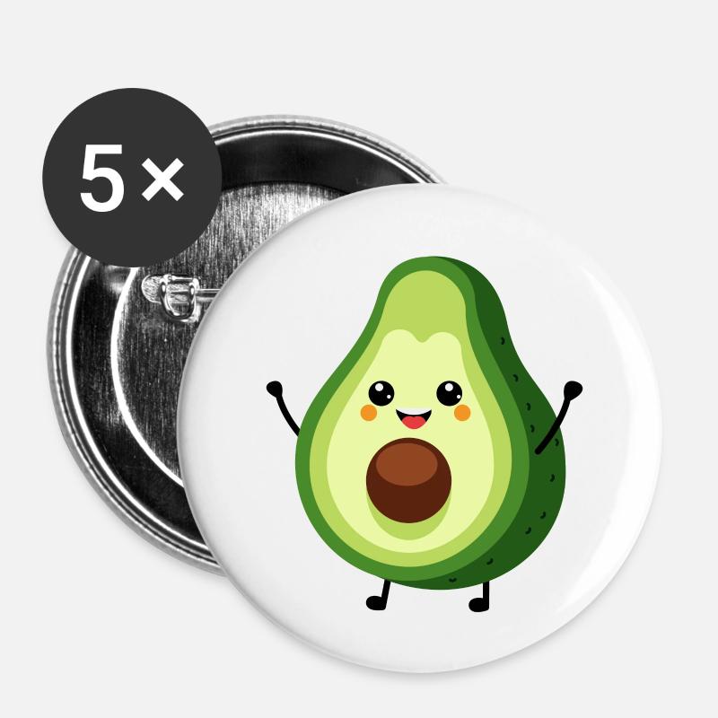 Avocado - Buttons small 1''/25 mm (5-pack) - white
