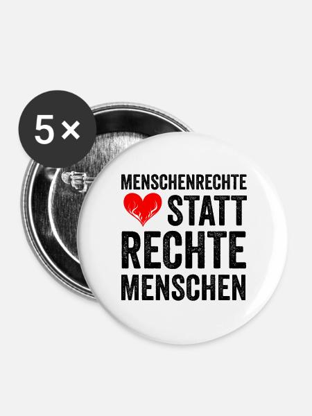 MENSCHENRECHTE STATT RECHTE MENSCHEN - Buttons klein 25 mm (5er Pack) - Weiß