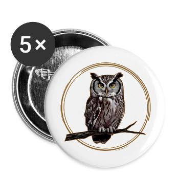 Owl on a branch - Buttons small 1''/25 mm (5-pack) - white - Front