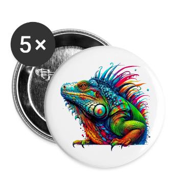 Leguan - Buttons klein 25 mm (5er Pack) - Weiß - Vorne