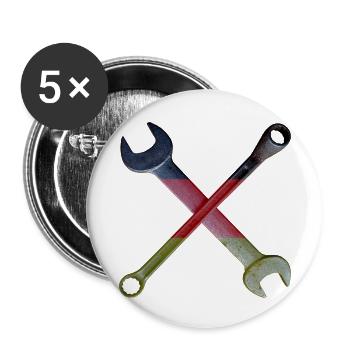 Deutsche Flaggenwerkzeug Kreuz - Buttons klein 25 mm (5er Pack) - Weiß - Vorne