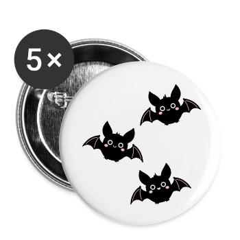 Bats - Buttons small 1''/25 mm (5-pack) - white - Front