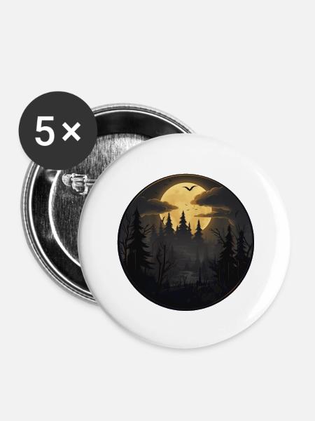Dunkler Wald - Buttons klein 25 mm (5er Pack) - Weiß