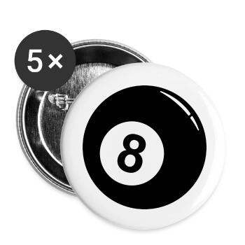 Pool Billiards 8 ball - Buttons small 1''/25 mm (5-pack) - white - Front