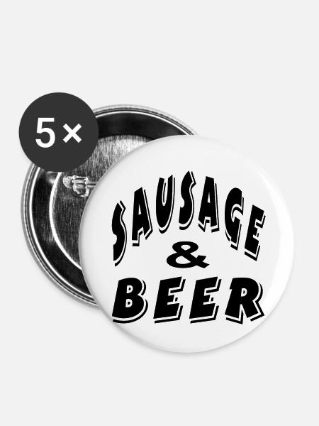 Bier - Buttons klein 25 mm (5er Pack) - Weiß