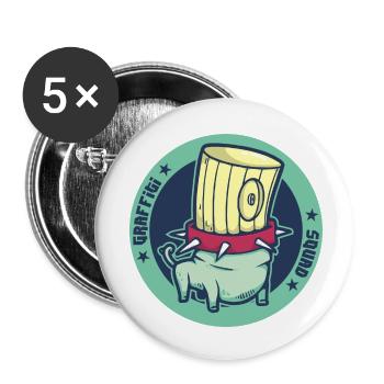 Graffiti-Trupp 11 - Buttons klein 25 mm (5er Pack) - Weiß - Vorne