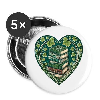 Bücherwurm - Buttons klein 25 mm (5er Pack) - Weiß - Vorne