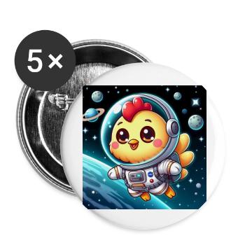 Space Küken mit Astronautenanzug im All - Buttons klein 25 mm (5er Pack) - Weiß - Vorne