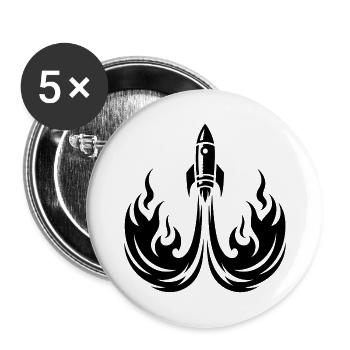 Launching spaceship in fire flames - Buttons small 1''/25 mm (5-pack) - white - Front