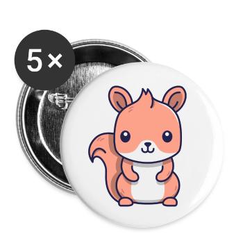 Eichhörnchen - Buttons klein 25 mm (5er Pack) - Weiß - Vorne