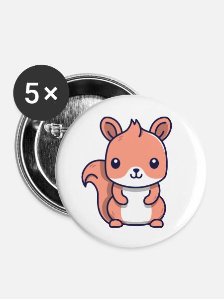 Squirrel - Buttons small 1''/25 mm (5-pack) - white