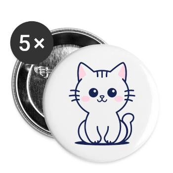 Cat - Buttons small 1''/25 mm (5-pack) - white - Front