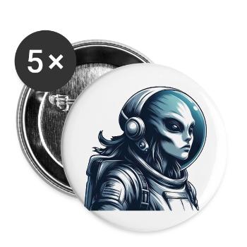 Alien Astronaut Weltraum Erkundung - Buttons klein 25 mm (5er Pack) - Weiß - Vorne