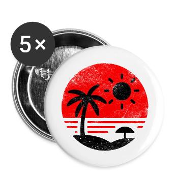 Vintage Beach Rot Schwarz - Buttons klein 25 mm (5er Pack) - Weiß - Vorne