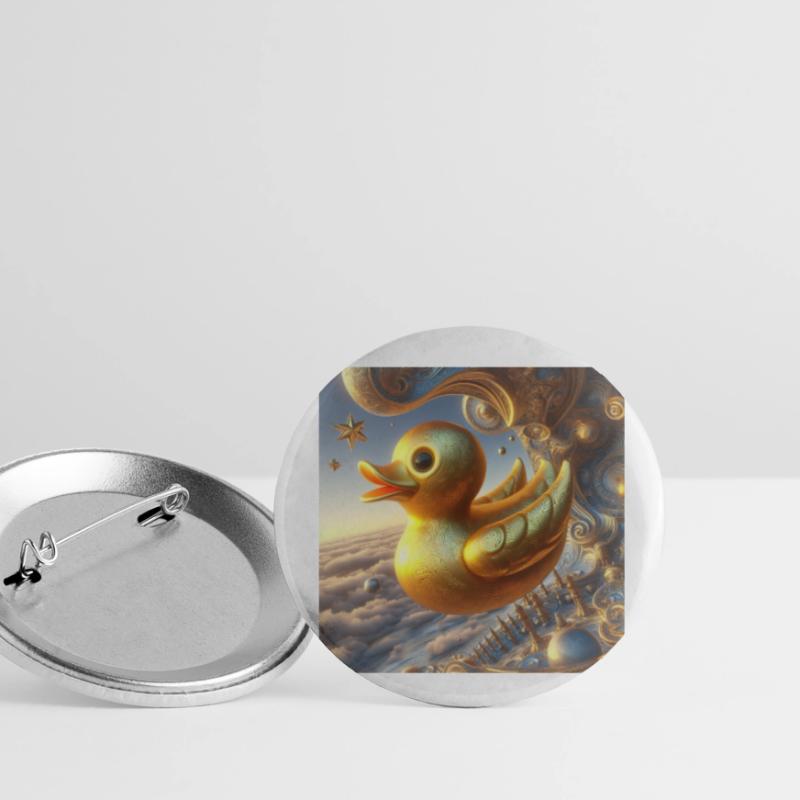 Canard de bain doré dans l’hyperréalisme Risograph Lot de 5 petits badges (25 mm)