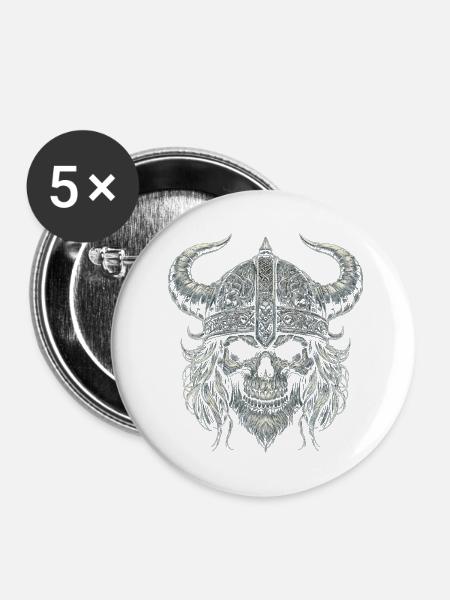 Tapferkeit der Wikinger - Buttons klein 25 mm (5er Pack) - Weiß