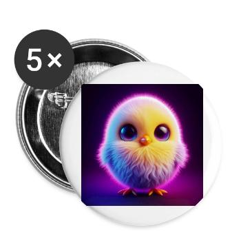 Chick 3D Hyperrealism Pastel Colors - Buttons small 1''/25 mm (5-pack) - white - Front