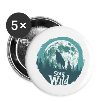 Stay Wild - Buttons small 1''/25 mm (5-pack) - white - Front