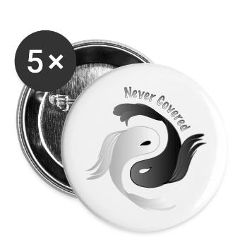 Orientalische Weisheit. Tao, Taijitu, Yin Yang. Koi. - Buttons klein 25 mm (5er Pack) - Weiß - Vorne