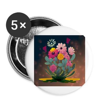 Psychedelic floral splendour of the hippie era - Buttons small 1''/25 mm (5-pack) - white - Front