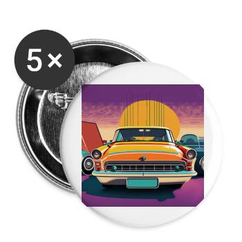 Lowrider orangen Flair: Sonnenuntergangs-Schimmer - Buttons klein 25 mm (5er Pack) - Weiß - Vorne
